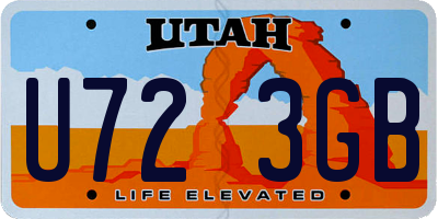 UT license plate U723GB