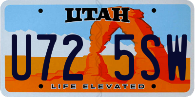 UT license plate U725SW