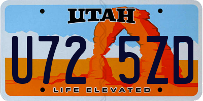 UT license plate U725ZD
