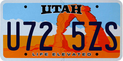 UT license plate U725ZS
