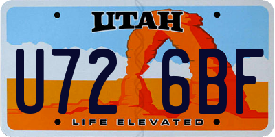 UT license plate U726BF