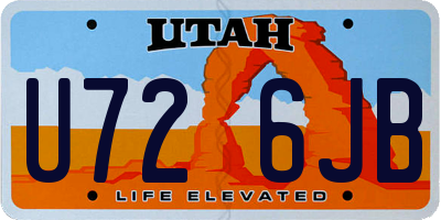 UT license plate U726JB