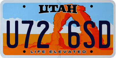 UT license plate U726SD