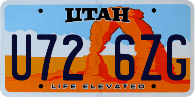 UT license plate U726ZG