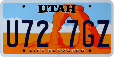 UT license plate U727GZ