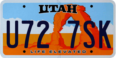 UT license plate U727SK