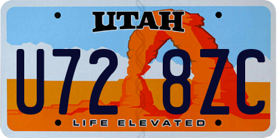 UT license plate U728ZC