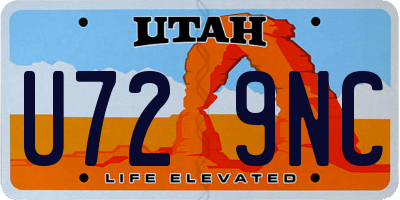 UT license plate U729NC