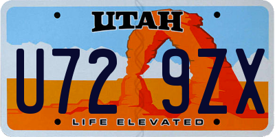 UT license plate U729ZX