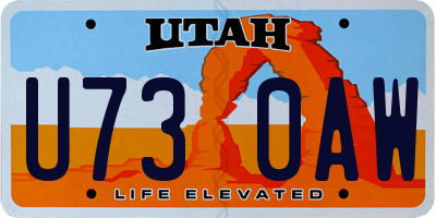 UT license plate U730AW