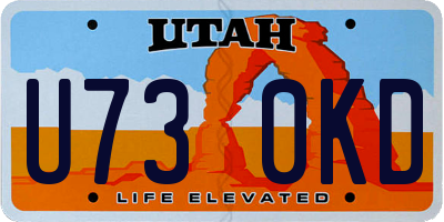 UT license plate U730KD