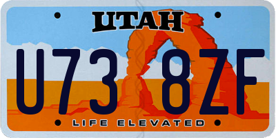 UT license plate U738ZF