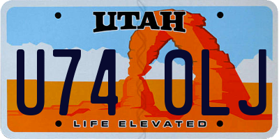 UT license plate U740LJ