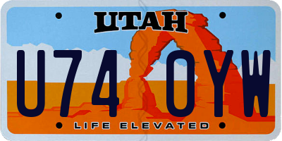 UT license plate U740YW