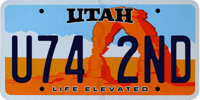 UT license plate U742ND