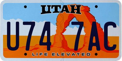 UT license plate U747AC