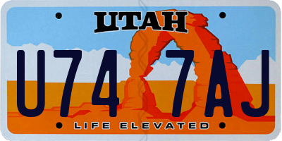 UT license plate U747AJ
