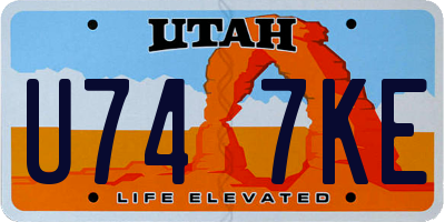 UT license plate U747KE