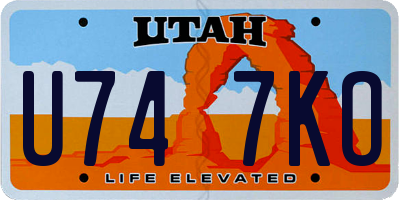 UT license plate U747KO