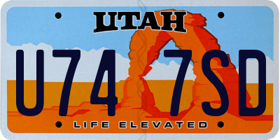UT license plate U747SD