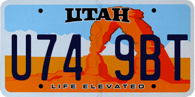 UT license plate U749BT