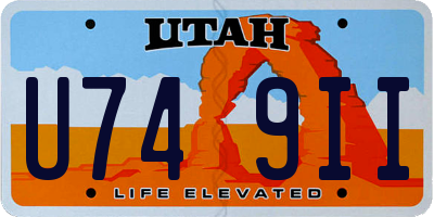 UT license plate U749II