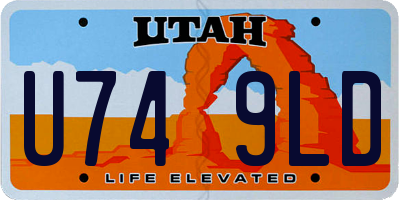 UT license plate U749LD