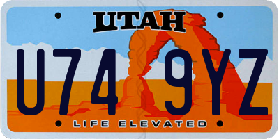 UT license plate U749YZ