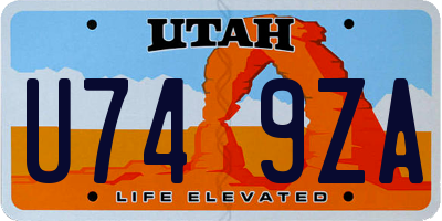 UT license plate U749ZA