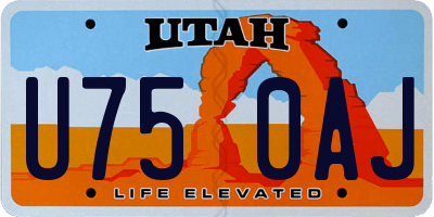 UT license plate U750AJ