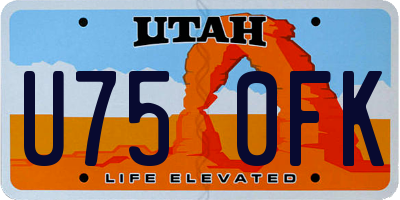 UT license plate U750FK
