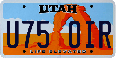 UT license plate U750IR