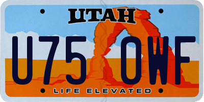 UT license plate U750WF
