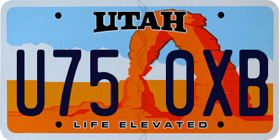 UT license plate U750XB