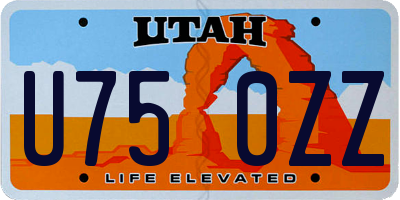 UT license plate U750ZZ