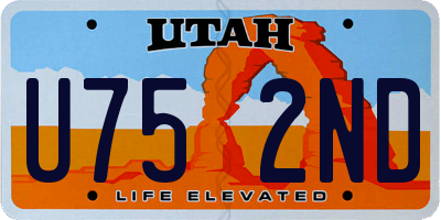 UT license plate U752ND