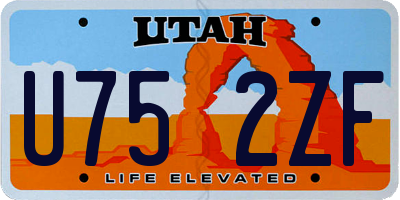 UT license plate U752ZF