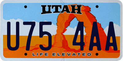 UT license plate U754AA