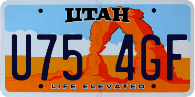 UT license plate U754GF