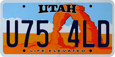 UT license plate U754LD