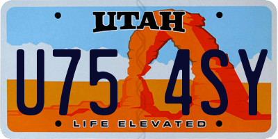 UT license plate U754SY