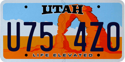 UT license plate U754ZO