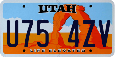 UT license plate U754ZV