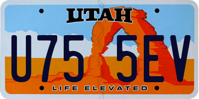 UT license plate U755EV