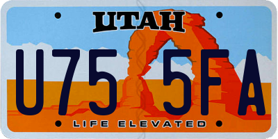 UT license plate U755FA