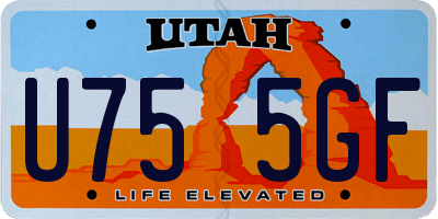 UT license plate U755GF