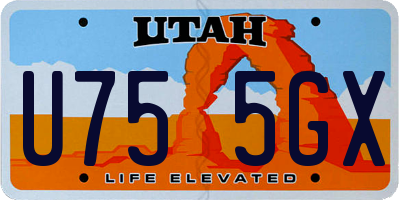 UT license plate U755GX