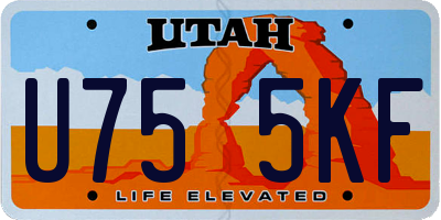 UT license plate U755KF