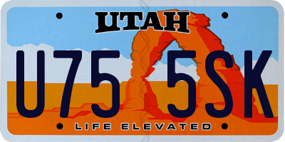 UT license plate U755SK