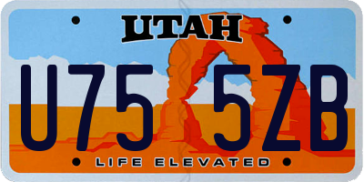UT license plate U755ZB